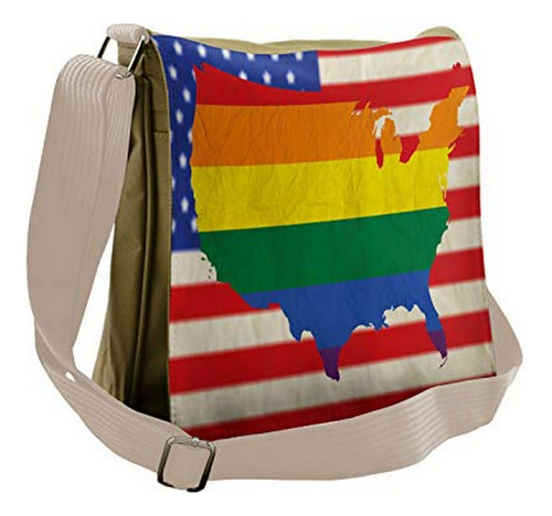 Bolso De Mensajero - Ambesonne Pride Bag, Usa Flag Gay Right