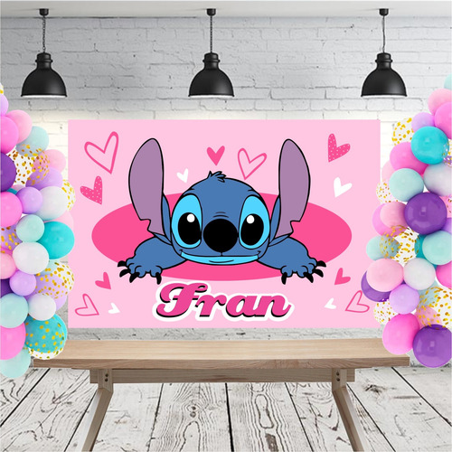 Banner Candy Fiesta Cumpleaños Deco Lilo Stitch 1.5x1 M