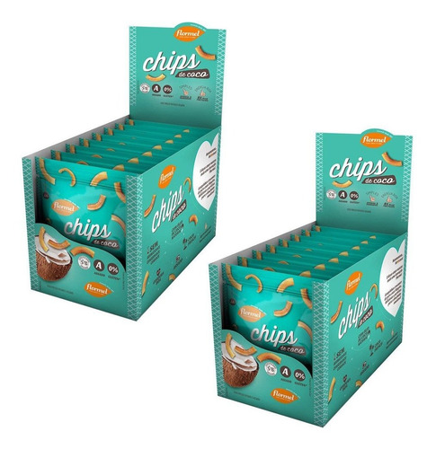 2 Caixas De Chips De Coco Display 160g Flormel