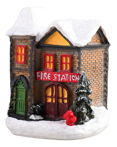 Escena De Navidad De Resina Casa Led Light Village Set