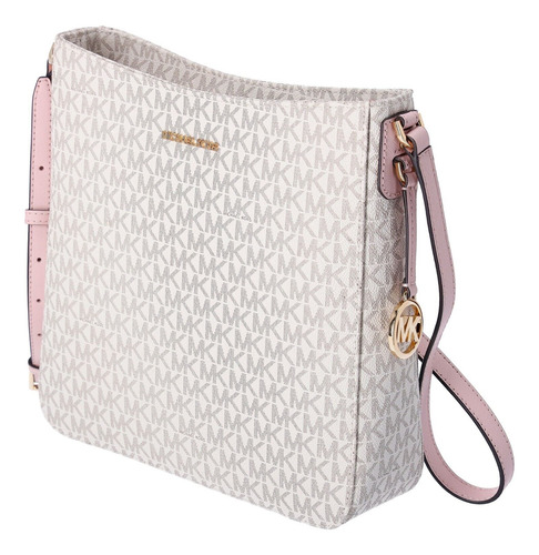 Bolsa Michael Kors Jetset Large Logo Vainilla/rosa Messenger