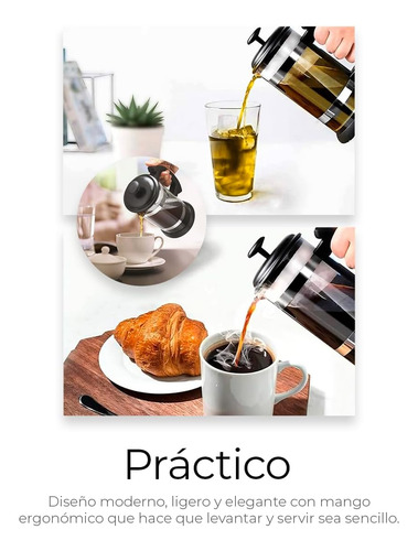 Prensa Francesa Vidrio 1l, Cafetera Para 3 Tazas