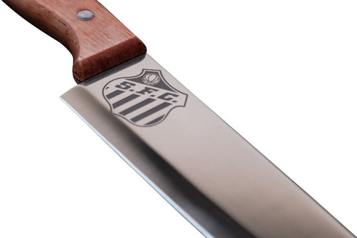 Imagem 2 de 4 de Faca Premium Personalizada Nome Santos Cabo Madeira Presente