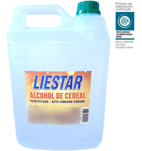 Imagen 1 de 3 de Bidon Alcohol De Cereal Tridestilado 5 Litros Buen Gusto