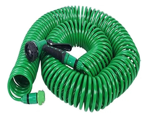 Manguera Espiral 15m Con Pistola Rociador Jardin Flexible