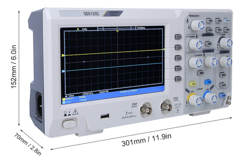 Osciloscopio Sds1202, 200 Mhz, 1 Gs/s, 7 Pulgadas, Lcd, Mult
