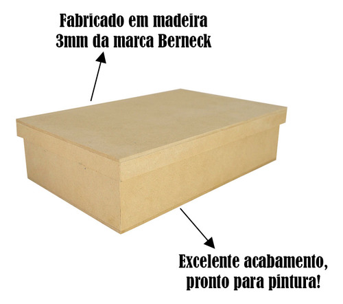 Caixa Retangular Tampa Sapato 35x20x10 Kit 7 Un Mdf Madeira