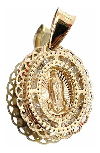 Medalla De Virgen De Guadalupe Ovalada De Oro 10 Quilates