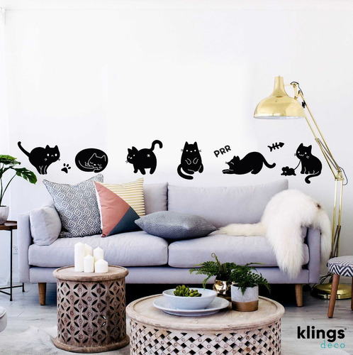 Imagen 2 de 4 de Vinilos Decorativos Gatos Mascotas Sombras