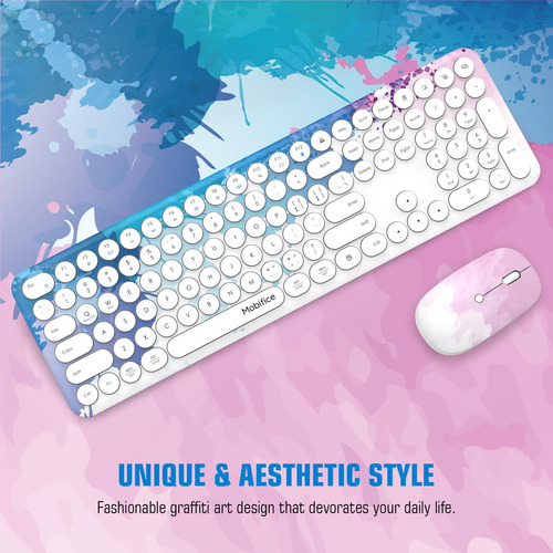 Mobifice Graffiti Blue 2.4g - Juego De Teclado Y Mouse Inalá