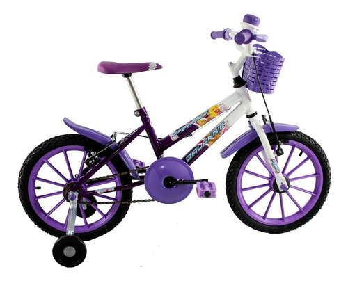 Bicicleta  de passeio infantil Dalannio Bike Milla aro 16 freios v-brakes cor violeta/branco com rodas de treinamento