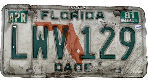 Florida Placa Metálica Original Carro Eua Usa Americana Old