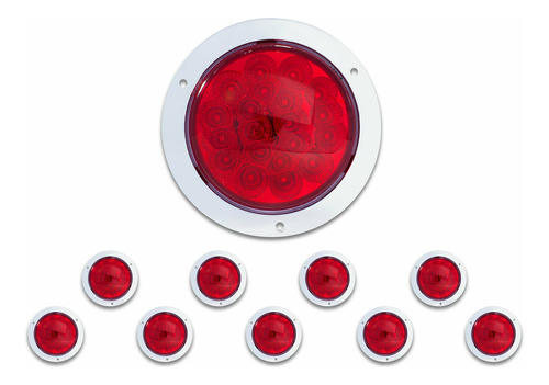 10 Plafones Posteriores 20 Leds Con Estrobo Rojo Tunelight