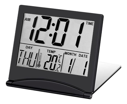 Reloj Despertador Digital Lcd Plegable Electrónico Con Tempe
