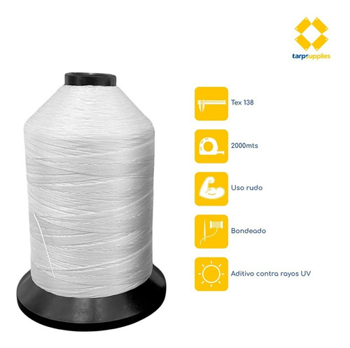 Hilo Para Malla Sombra Lona Aditivos Contra Rayos Uv 2000 Mt Color Blanco