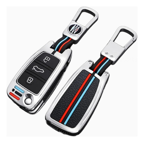 Funda Llave Audi A1 A2 A3 A4 Q5 Q7 De 3 Botones, Color Plata