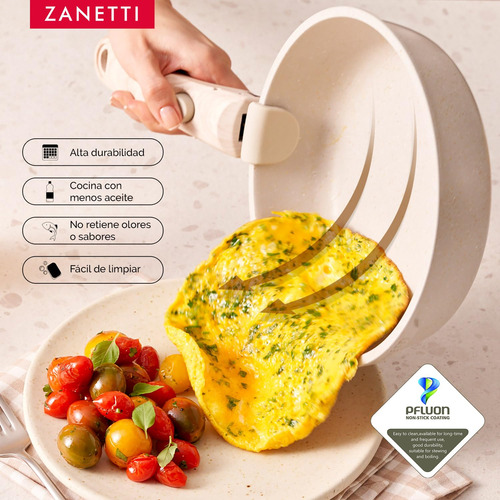 Sartén 26 Cm Antiadherente Granito Gris Mango Removible