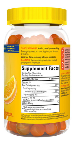 Gomitas De Vitamina C Nature Made Sin Azúcar, 250 Mg, 100 Go