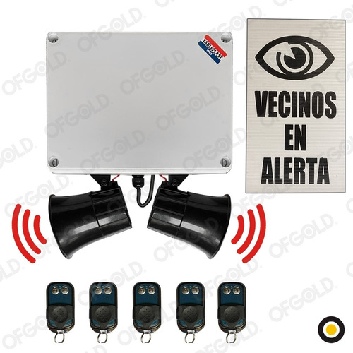 Kit Alarma Vecinal 50mts Doble Sirena Pánico + Controles