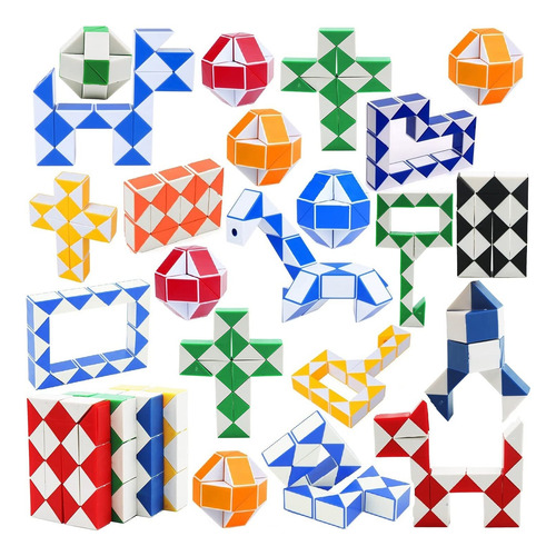 Paquete De 24 Fidget Snake Cube Mini Twist Puzzle Juguetes A