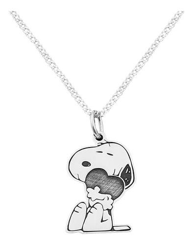 Dije Y Cadena Snoopy Corazon Plata 925 Envio Gratis