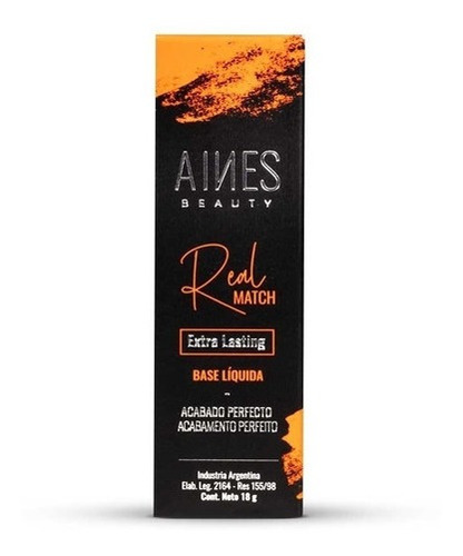 Base Líquida Aines Beauty Real Match Extra Lasting 18g Tono Oscuro