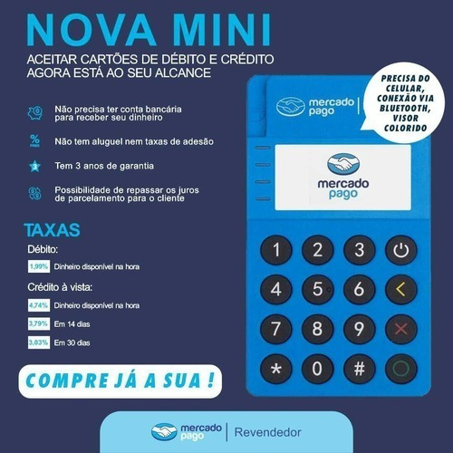 Imagem 3 de 8 de Maquina De Cartão - Point Mini Do Mercado Pago - Nova Me30s