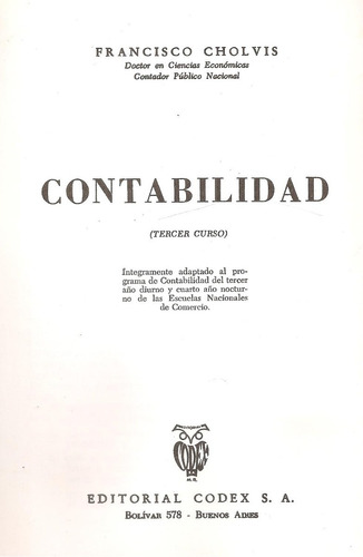 Contabilidad Tercer Curso Cholvis Codex