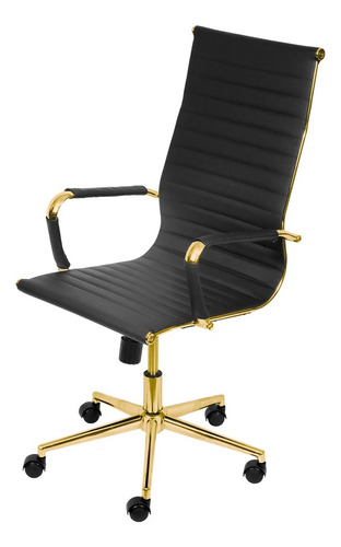 Cadeira De Escritório Giratória Eames Preta - Dourada