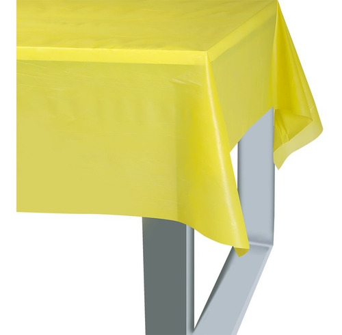 Mantel Rectangular Plastico 137x183 Para Fiesta Glam! Color Amarillo