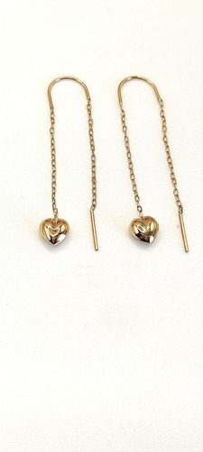 Imagen 1 de 2 de Aros De Oro 18 K Cadenas Y Corazones Inflados