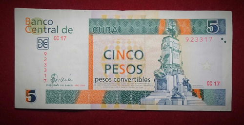 Billete 5 Pesos Convertibles Cuba 2006 Pick Fx 48