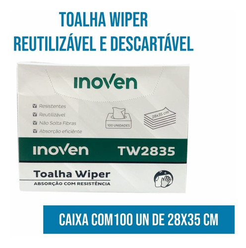 Pano Wiper Wipes Toalha Limpeza Inoven 28x35cm - 200 Unidade Cor Branco