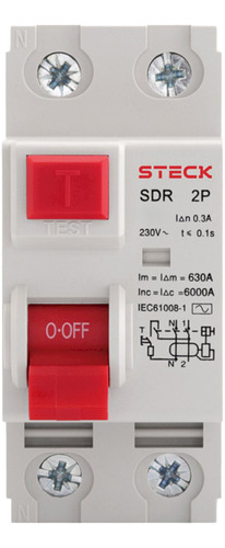 Disyuntor Diferencial Steck Sdr225300 Bipolar 25a 300ma