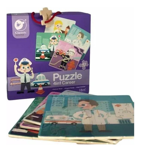 Puzzle 4 En 1 Profesiones Medida 20x20 Madera