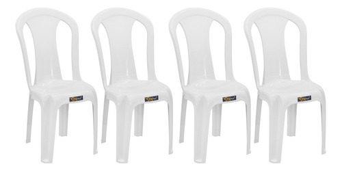 Kit 4 Cadeiras Plásticas Sem Braço Bistrô - Pratagy Solplast