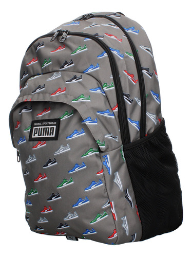 Mochila Puma Academy Con Compartimentos Amplios Color Gris