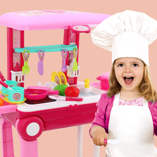 Kit De Cocina Para Niños En Maleta De Viaje 2-en-1 Regalo Color