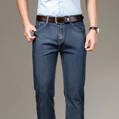Jeans Masculinos Finos Azul-acinzentados De Tecido Modal, Pr