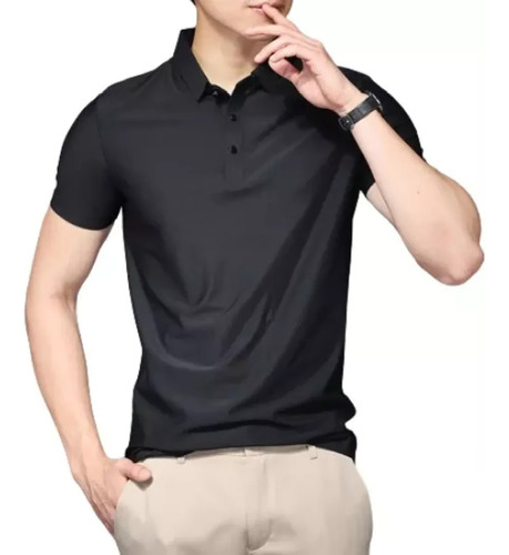 Camisa Polo De Seda Gelo Camiseta Manga Curta Masculina