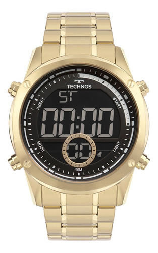 Relógio Technos Masculino Digital Dourado - Bj3463ab/1d Cor do fundo Preto