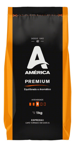América Premium café torrado em grãos espresso pacote 1kg