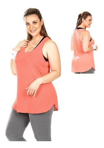 Blusa Feminina Camisa Regata Cavada Fitness Plus Size Malhar