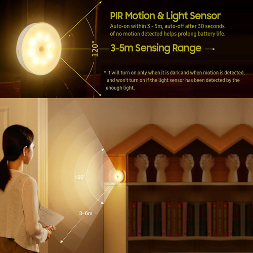 A Luz Nocturna Recargable Con Sensor De Movimiento,
