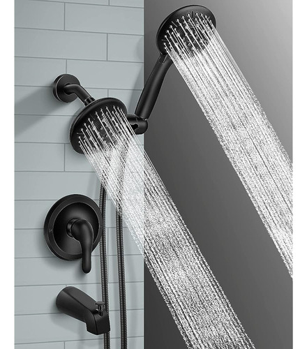 Meterra Black Tub Shower Faucet Set - Juego De Grifos De Bañ