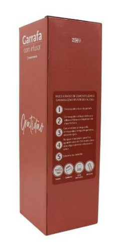 Garrafa Com Infusor Gratidão 750ml Salmão - Zona Criativa