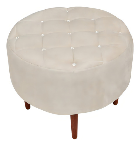 Kit 02 Puffs decorativos con forma de esmeralda con patas de madera de color beige, diseño de cóndor