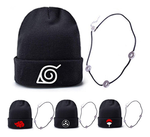 2 En 1 Naruto Akatsuki Gorro De Lana + Collar Sasuke