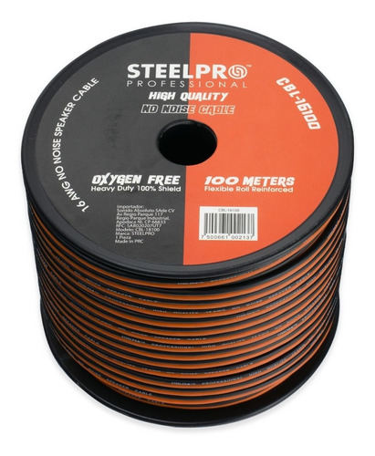 Imagen 4 de 4 de Rollo De Cable Duplex Para Bocina 16 Awg 100m- Steelpro