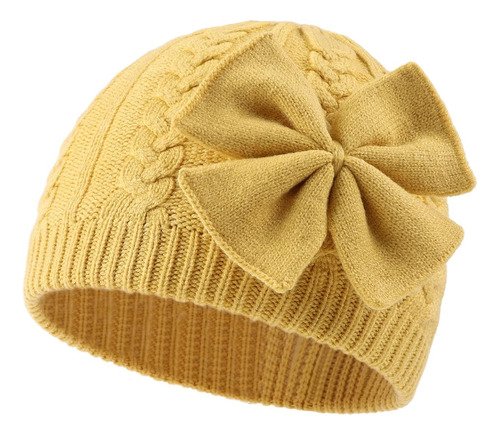 Gorro Para Bebe De 0 A 6 Meses Diseño Tejido Color Amarillo